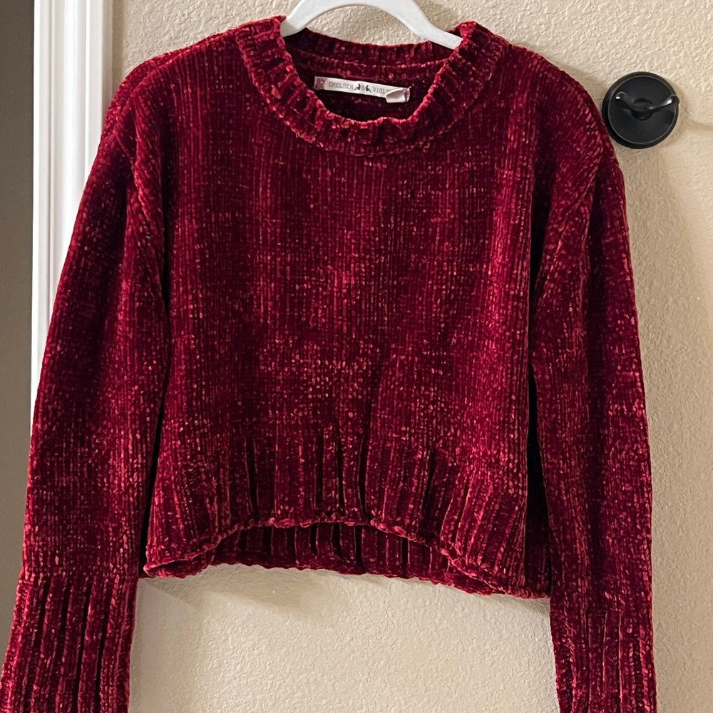 Cropped Ruby Red Chelsea & Violet Sweater View 2